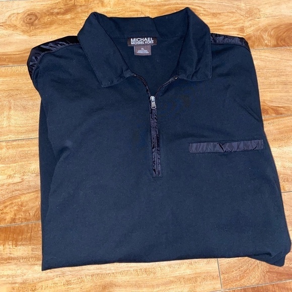 Michael Kors Mens Black 1/4 Zip Nylon Detail Short Sleeve Size XL - Picture 10 of 11